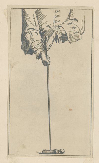Ilustração retratando uma pessoa jogando croquet de English School