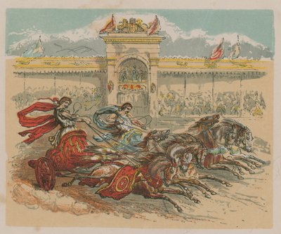Ilustração, descrevendo, dois, chariots de English School