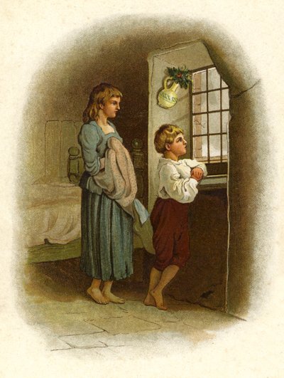 Ilustração para A Vinda do Pai Natal (cor litho) de English School