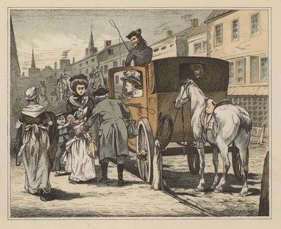 Ilustração para The Diverting History of John Gilpin de William Cowper (cor litho) de English School