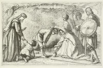 Ilustração para o progresso dos peregrinos por John Bunyan de English School