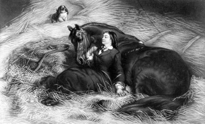 Ilustração de menina com cavalo, após Rosa Bonheur, século XIX de English School