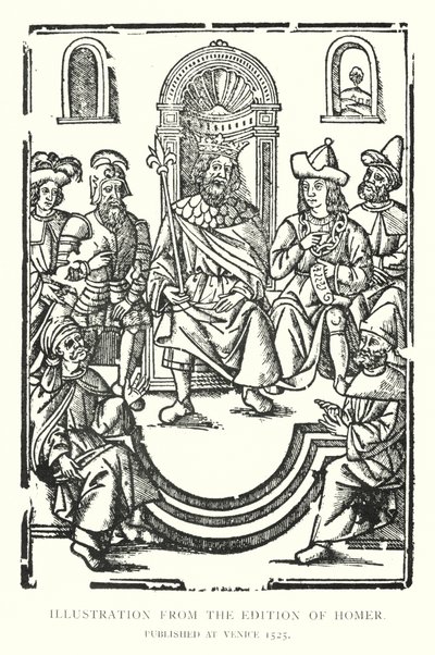 Ilustração da Edição de Homero, publicada em Veneza 1525 (litho) de English School