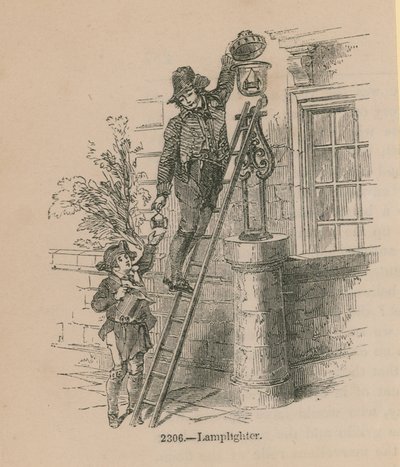 Ilustração, de, um, lamplighter de English School