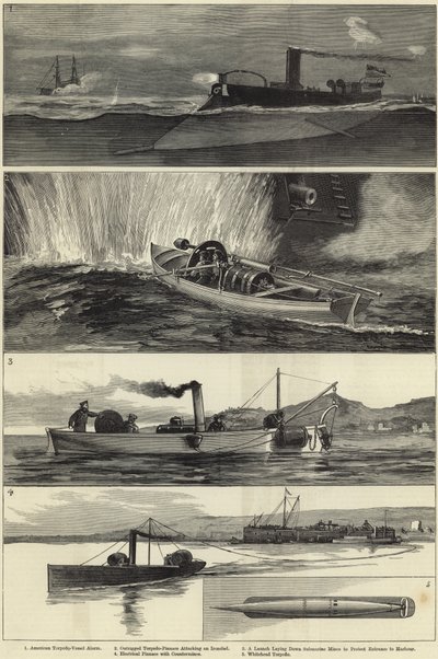 Ilustrações de guerra de torpedos de English School