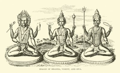 Imagens de Brahma, Vishnu e Shiva de English School