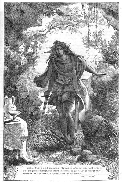 Imogen in Cymbeline - (The Tragedy of Cymbeline, King of Britain) - Ilustração em "Completes de William Shakespeare" 1866 - As ilustrações e a forma geral desta edição são emprestadas do Shakespeare ilustrado de Cassell, publicado em Londres de English School