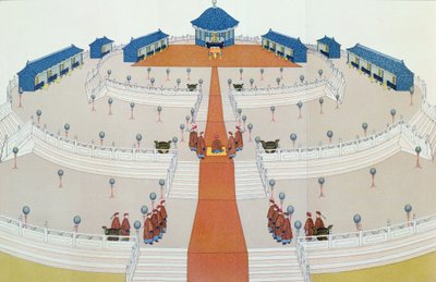 Culto Imperial de Shangti no Altar do Céu em Pequim, ilustração do Reino do Meio por Samuel Wells Williams (1812-84) 1883 de English School