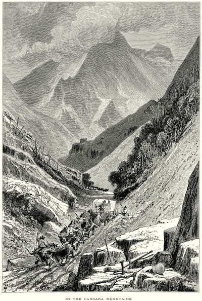 Nas montanhas de Carrara (gravura) de English School