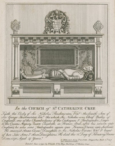 Na Igreja de Santa Catarina Cree, lyeth o corpo de Sir Nicholas Throkmorton de English School