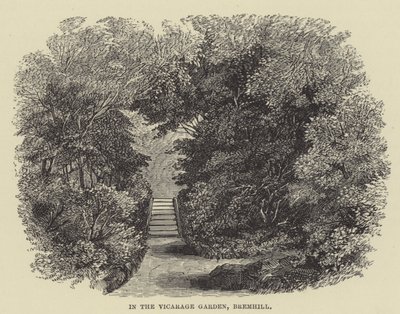 No Jardim do Vicariato, Bremhill (gravura) de English School