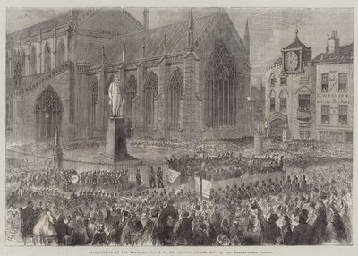 Inauguração da Estátua Memorial ao Sr. Herbert Ingram, Deputado, no Market-Place, Boston (gravura) de English School