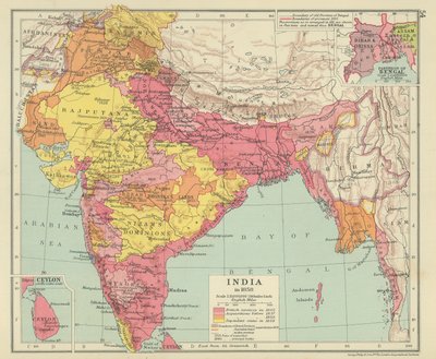 A Índia em 1858 (litografia a cores) de English School
