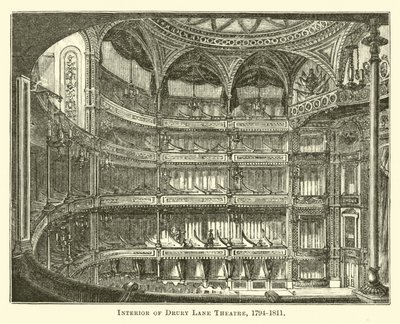 Interior do Teatro Drury Lane, 1794-1811 de English School