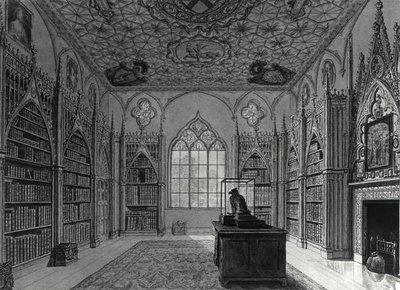 Interior de Strawberry Hill (litho) foto a p/b) de English School