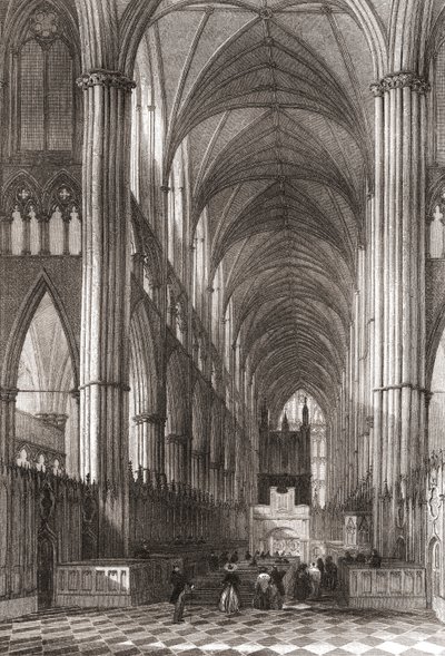 Interior da Abadia de Westminster, Cidade de Westminster, Londres, Inglaterra de English School