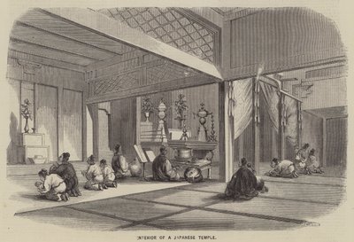 Interior de um templo japonês (gravura) de English School