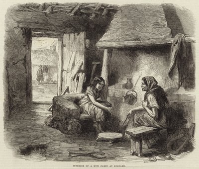 Interior de uma cabana de lama em Kildare de English School