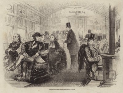 Interior de um vagão de trem americano de English School