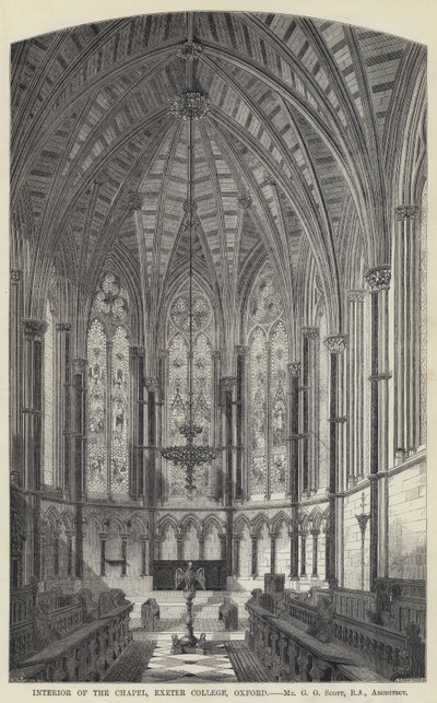 Interior da Capela, Exeter College, Oxford (gravura) de English School