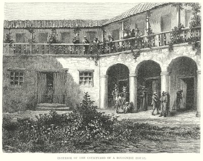 Interior do pátio de uma casa bolonhesa (gravura) de English School