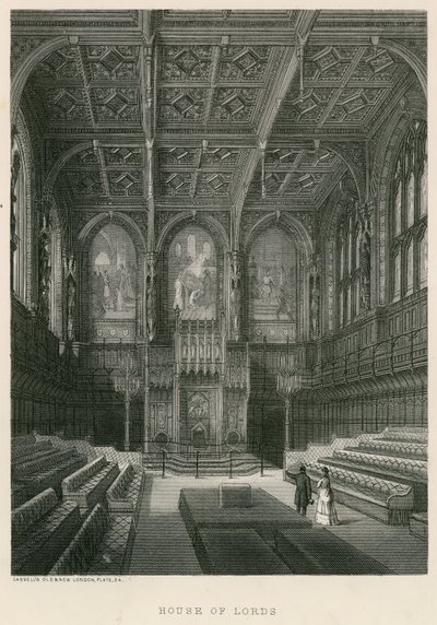 Interior da Câmara dos Lordes, Westminster, Londres de English School