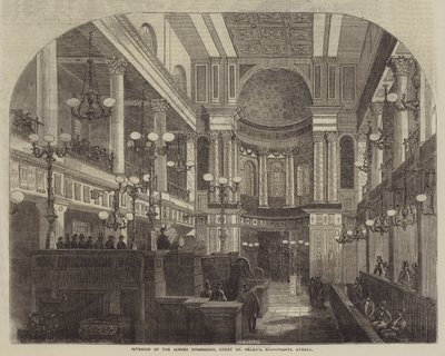 Interior da Sinagoga Judaica, Grande Santa Helena, Rua Bisposgate (gravura) de English School