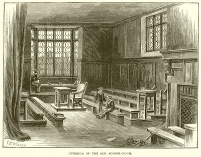 Interior da antiga escola-quarto de English School