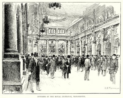 Interior do Royal Exchange, Manchester (gravura) de English School