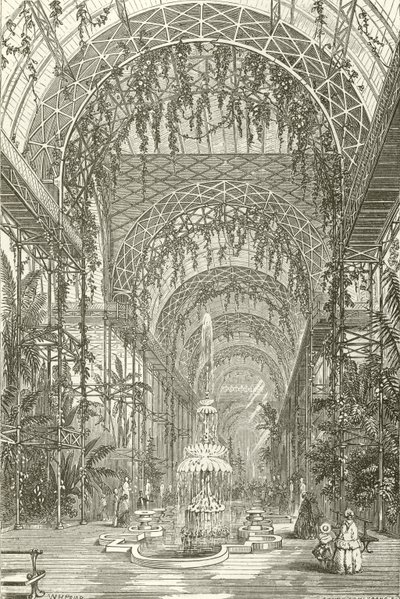 Vista interior, de, a, palácio cristal, sydenham de English School
