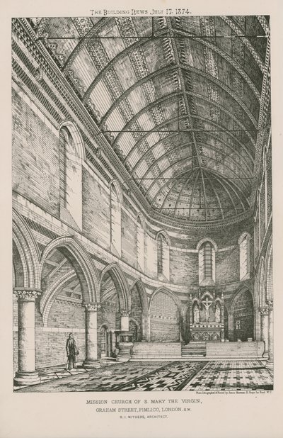 Vista interior, de, a, missão, igreja, de, st mary, a, virgem de English School