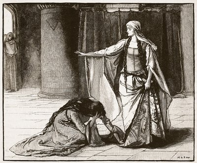 Entrevista entre a Imperatriz Matilda e a Rainha Maud, ilustração da História Ilustrada de Cassells da Inglaterra (foto em sépia) de English School
