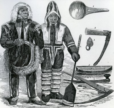 Casal Inuit (gravura) de English School