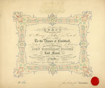 Convite para um banquete no Guildhall, Londres, em 9 de novembro de 1847 de English School
