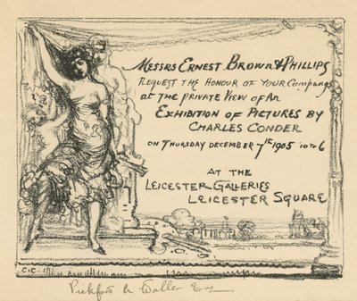 Convite para uma exposição de trabalho de Charles Conder de English School