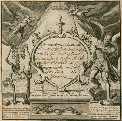 Convite para comparecer ao funeral do Sr. Richard Mackleston em 1732 de English School