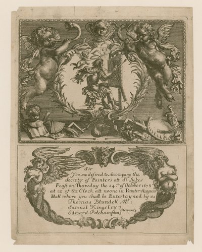 Convite para a Sociedade de Pintores de 24 de outubro de 1678 de English School
