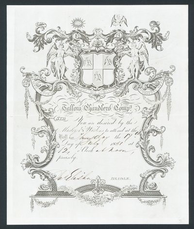 Convite para o sebo Chandlers Company bola, Londres de English School