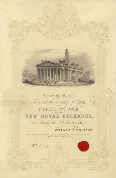 Convite para a colocação da primeira pedra do Novo Royal Exchange de English School
