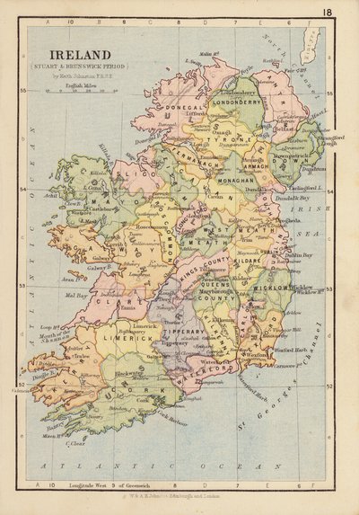 Irlanda, Período Stuart e Brunswick (litografia a cores) de English School
