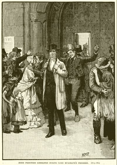 Prisioneiros irlandeses libertados durante o progresso de Lord Mulgraves de English School