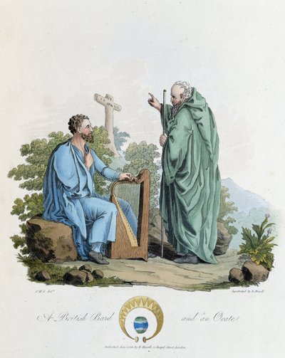 Irlandês e Bardo - em "Celtas e Godos, costumes dos habitantes das Ilhas Britânicas do início do século VI e das nações góticas da costa ocidental do Báltico", por S.R. Meyrick e Ch. Smith de English School