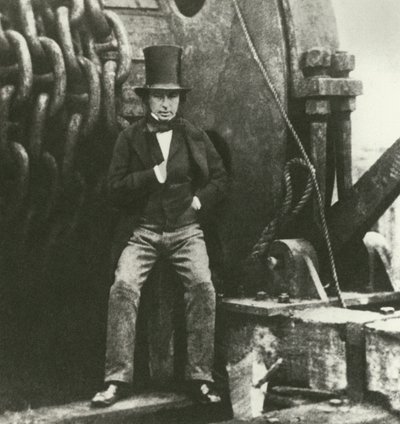 Isambard Kingdom Brunel, engenheiro, durante a construção do Grande Oriente (gravura) de English School