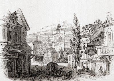 Islington, Greater London, Inglaterra, em 1760, da Velha Inglaterra: Um Museu Pictórico, pub. 1847 de English School