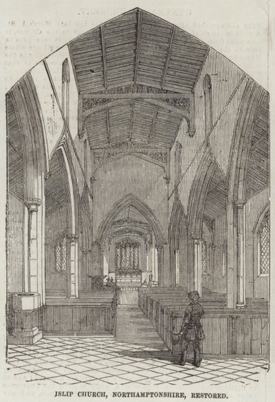 Islip Church, Northamptonshire, restaurada (gravura) de English School