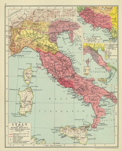 A Itália na República Romana (litografia a cores) de English School