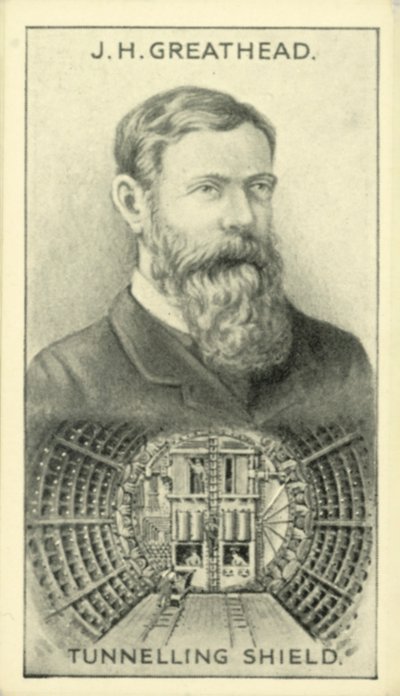 JH Greathead, escudo de escavação de túneis (litografia) de English School