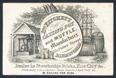 JN Fitchett, fabricante de maconha e mufla, cartão comercial de English School