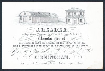 J Reader, capataz de Porter & Co, cartão comercial de English School