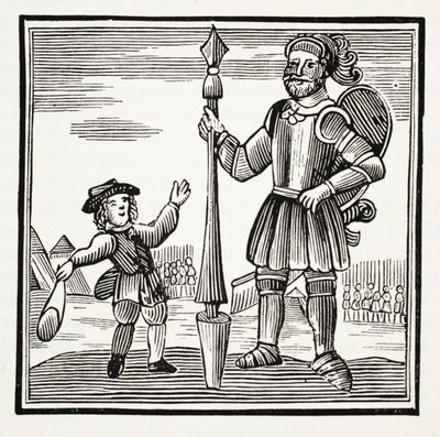 Jack e o gigante, ilustração dos Chap-livros do século XVIII por John Ashton, bar. 1882 de English School
